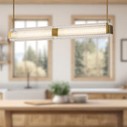 Alai 47" LED Linear Pendant in Vintage Brass/Ribbed Glass