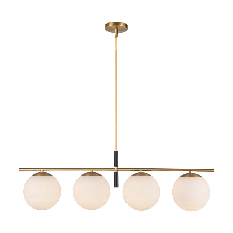 Zuri 37" 4-Light Linear Pendant in Brushed Gold/Opal Glass