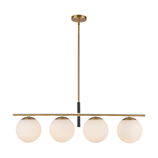 Zuri 37" 4-Light Linear Pendant in Brushed Gold/Opal Glass