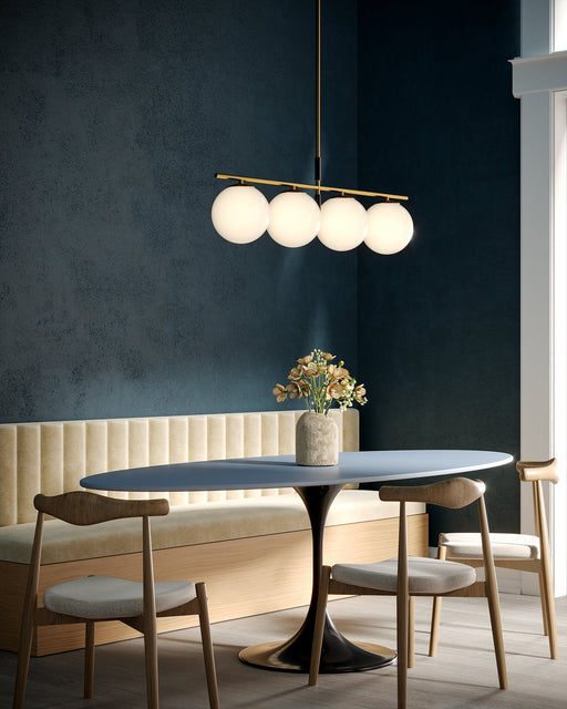 Zuri 37" 4-Light Linear Pendant in Brushed Gold/Opal Glass