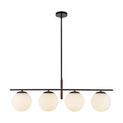 Zuri 37" 4-Light Linear Pendant in Matte Black/Opal Glass