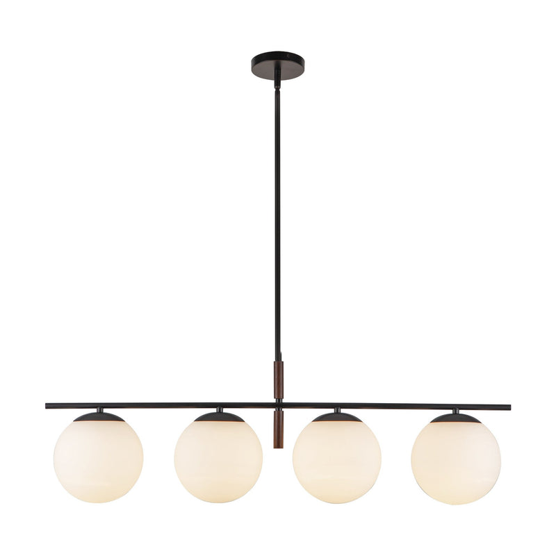 Zuri 37" 4-Light Linear Pendant in Matte Black/Opal Glass