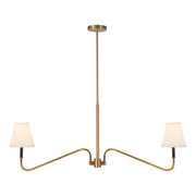 Sloan 42" 2-Light Linear Chandelier in Brushed Gold/White Linen