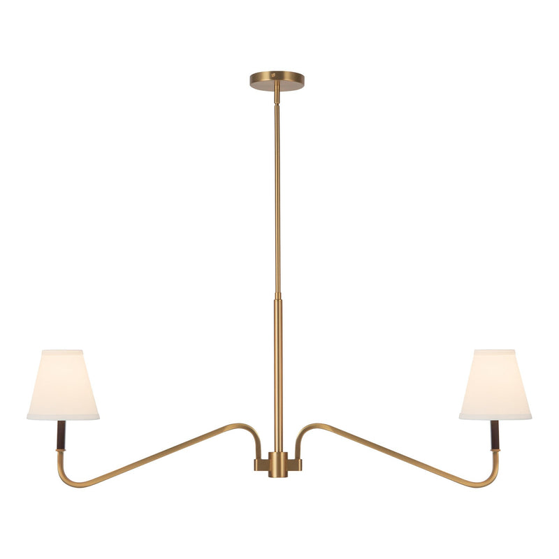 Sloan 42" 2-Light Linear Chandelier in Brushed Gold/White Linen