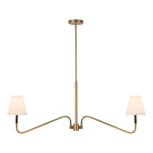 Sloan 42" 2-Light Linear Chandelier in Brushed Gold/White Linen