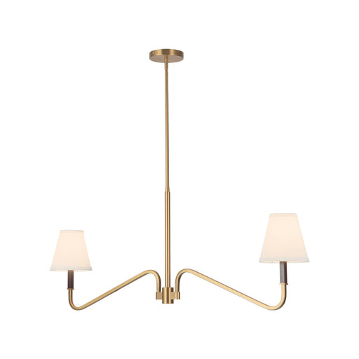 Sloan 42" 2-Light Linear Chandelier in Brushed Gold/White Linen
