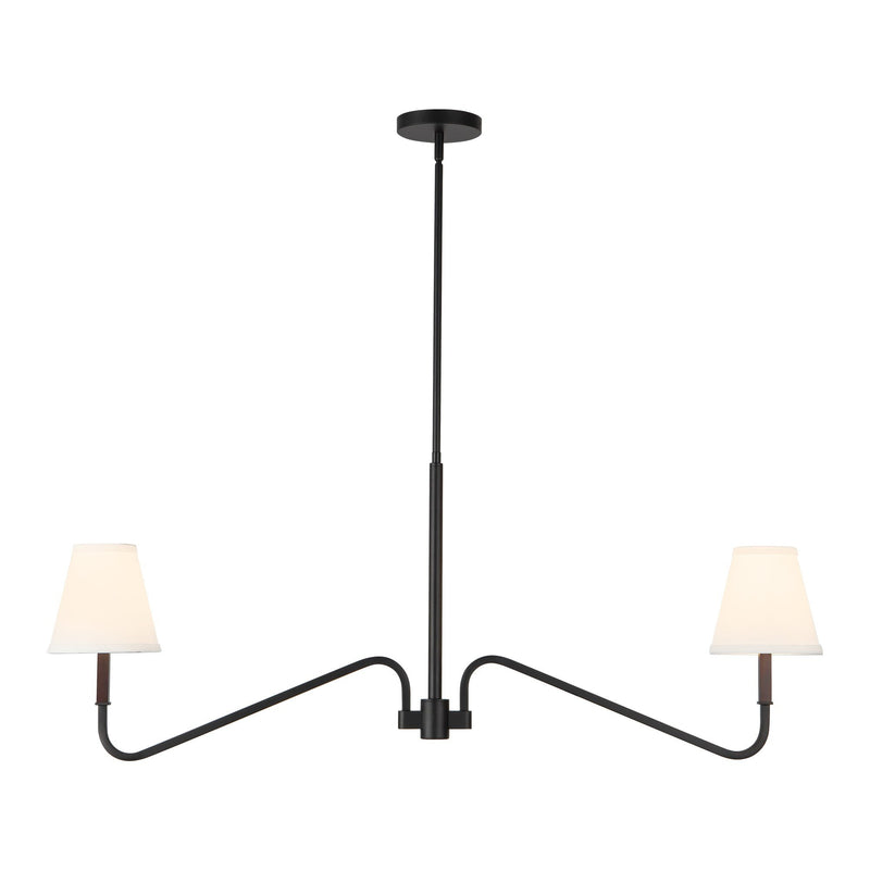 Sloan 42" 2-Light Linear Chandelier in Matte Black//White Linen