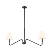 Sloan 42" 2-Light Linear Chandelier in Matte Black//White Linen