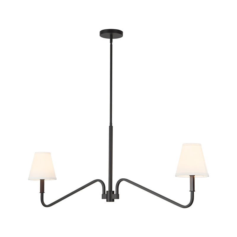 Sloan 42" 2-Light Linear Chandelier in Matte Black//White Linen