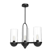 Cyrus 24" 3-Light Linear Pendant in Clear Glass/Matte Black