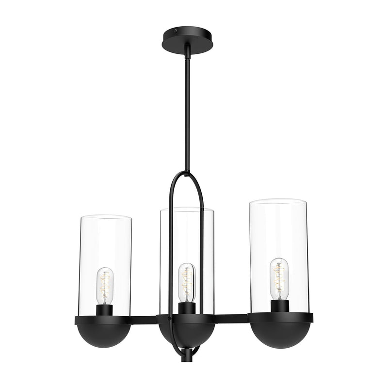 Cyrus 24" 3-Light Linear Pendant in Clear Glass/Matte Black