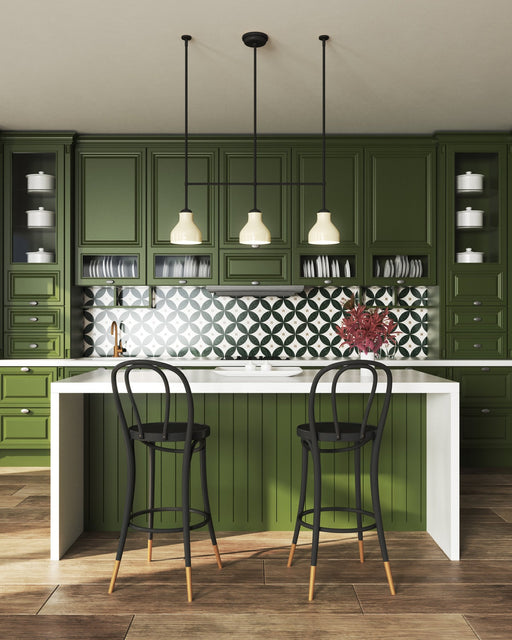 Westlake 34" 3-Light Linear Pendant in Brushed Nickel/Glossy Opal Glass