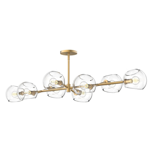 Willow 48" 8-Light Glass Shade Linear Chandelier in Brushed Gold/Clear Glass