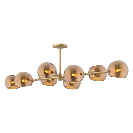 Willow 48" 8-Light Glass Shade Linear Chandelier in Brushed Gold/Copper Glass