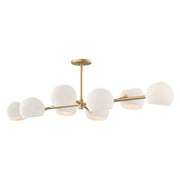 Willow 48" 8-Light Glass Shade Linear Chandelier in Brushed Gold/Opal Matte Glass