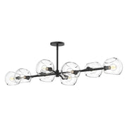 Willow 48" 8-Light Glass Shade Linear Chandelier in Clear Glass/Matte Black