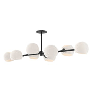 Willow 48" 8-Light Glass Shade Linear Chandelier in Matte Black/Opal Matte Glass