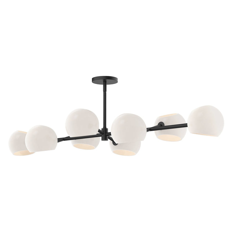 Willow 48" 8-Light Glass Shade Linear Chandelier in Matte Black/Opal Matte Glass