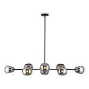 Willow 48" 8-Light Glass Shade Linear Chandelier in Matte Black/Smoked Solid Glass