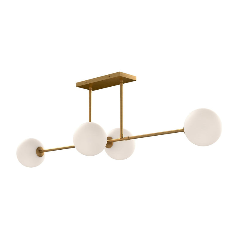 Cassia 48" 4-Light Linear Pendant in Aged Gold/Opal Matte Glass