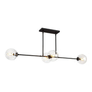 Cassia 48" 4-Light Linear Pendant in Matte Black/Clear Glass