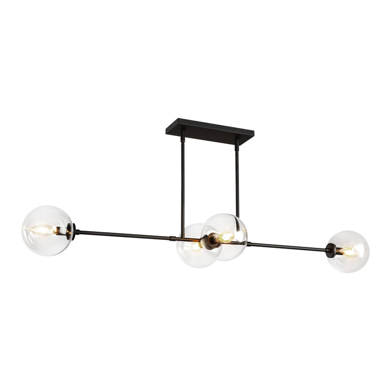 Cassia 48" 4-Light Linear Pendant in Matte Black/Clear Glass