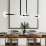 Cassia 48" 4-Light Linear Pendant in Matte Black/Clear Glass