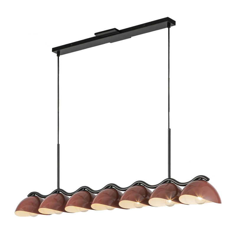 Atlas 42" 7-Light Linear Pendant in Black/Burgundy