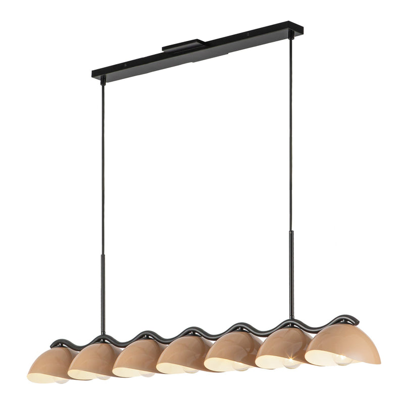 Atlas 42" 7-Light Linear Pendant in Black/Peach