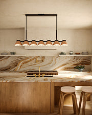 Atlas 42" 7-Light Linear Pendant in Black/Peach