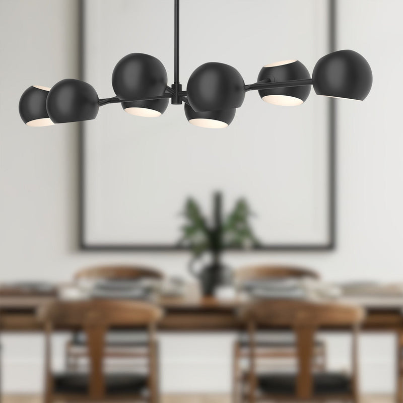 Willow 48" 8-Light Metal Shade Linear Chandelier in Matte Black