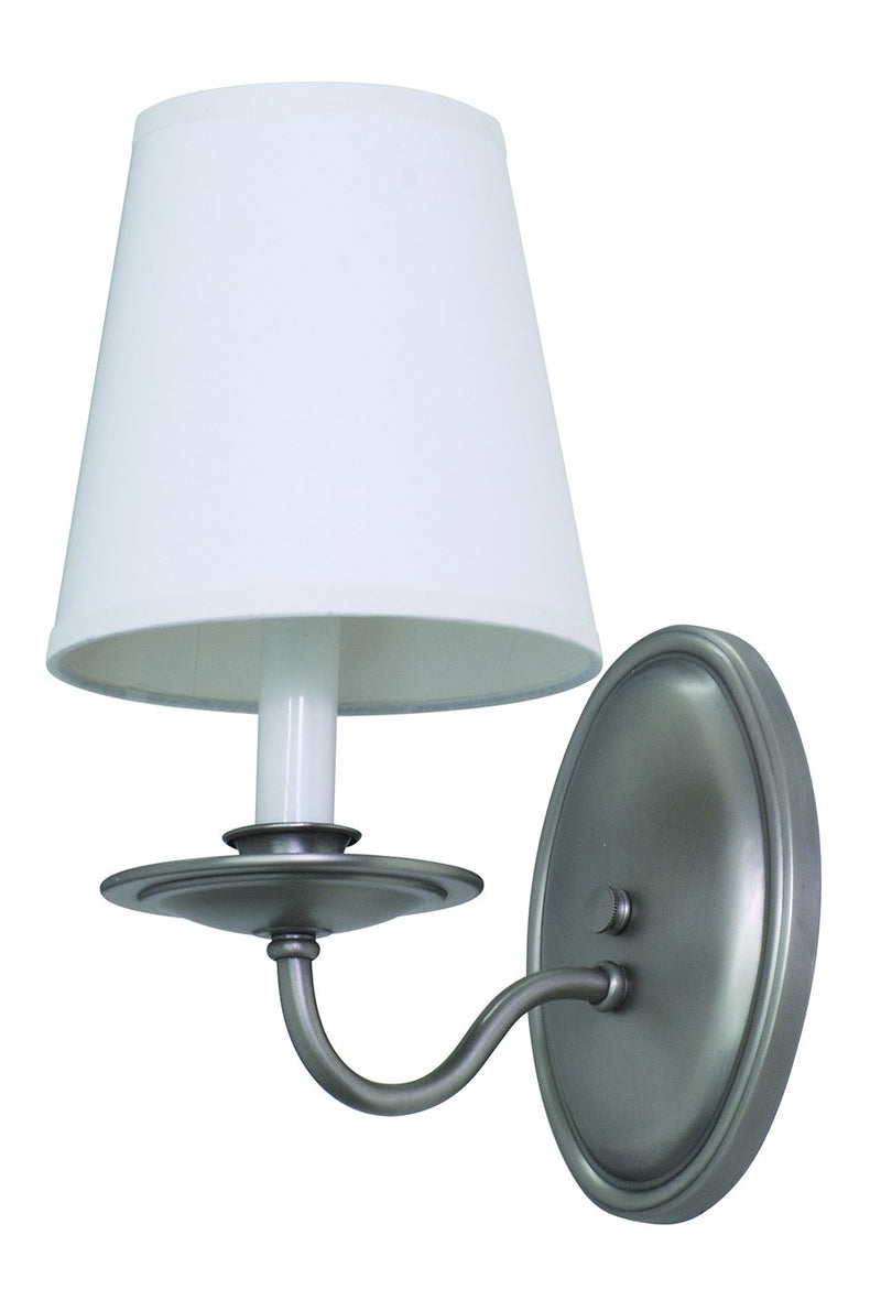 Lake Shore Linen Shade Wall Sconce in Satin Pewter