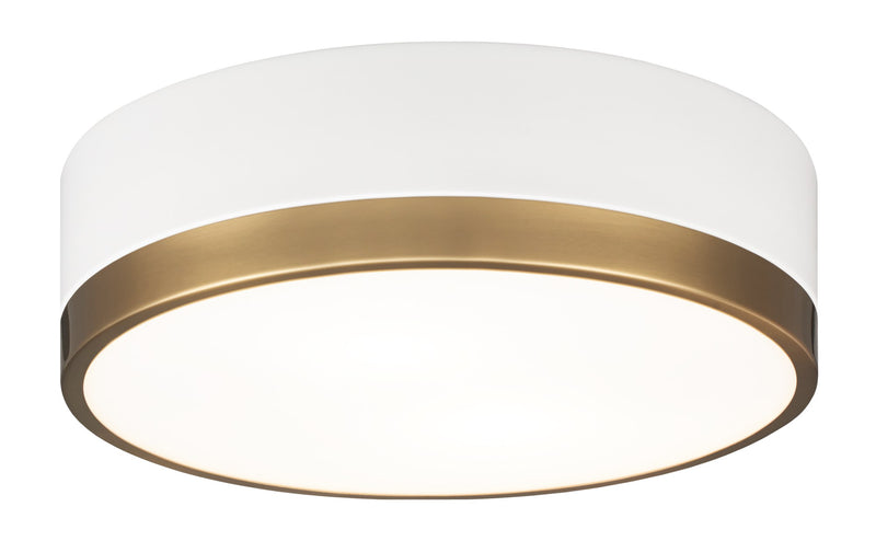 Trydor 2-Light Flush Mount in White / Aged Gold Brass