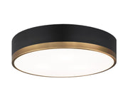 Trydor 3-Light Flush Mount in Black / Aged Gold Brass