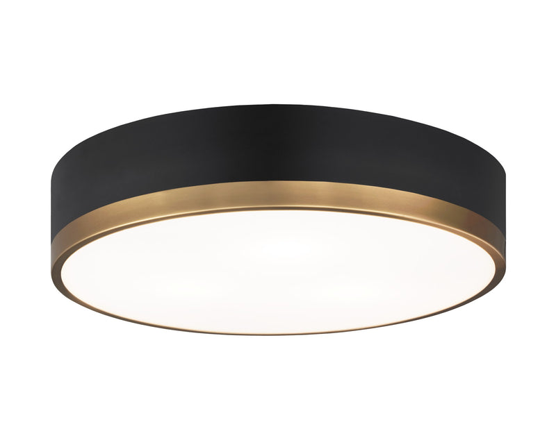 Trydor 3-Light Flush Mount in Black / Aged Gold Brass