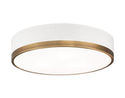 Trydor 3-Light Flush Mount in White / Aged Gold Brass