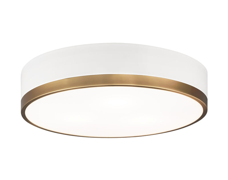 Trydor 3-Light Flush Mount in White / Aged Gold Brass