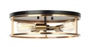 Clarke 16" 3-Light Round Flush Mount in Black / Aged Gold Brass