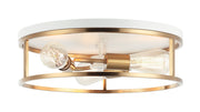 Clarke 16" 3-Light Round Flush Mount in White / Aged Gold Brass