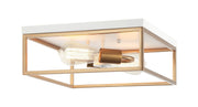 Clarke 13" 2-Light Square Flush Mount in White / Aged Gold Brass
