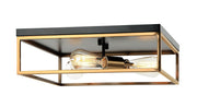 Clarke 16" 3-Light Square Flush Mount in Black / Aged Gold Brass