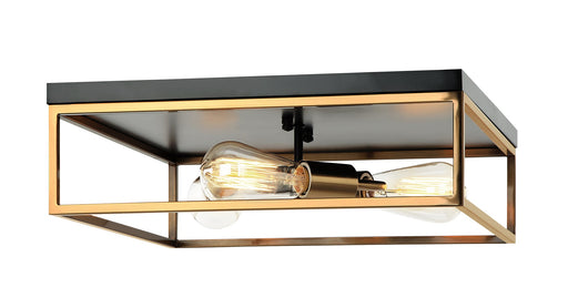 Clarke 16" 3-Light Square Flush Mount in Black / Aged Gold Brass