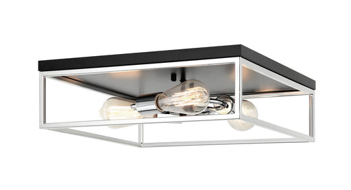 Clarke 16" 3-Light Square Flush Mount in Black / Chrome
