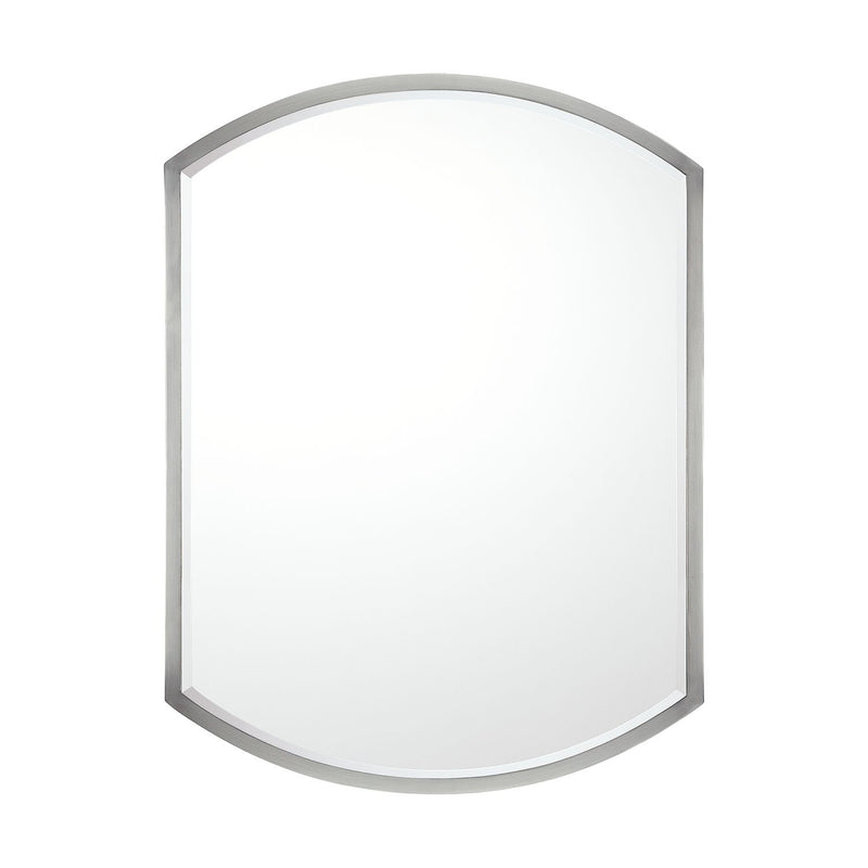 Beveled Rounded Rectangle Mirror in Matte Nickel