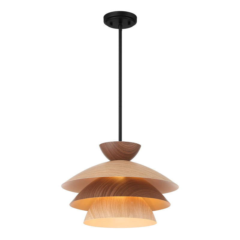 Mid-Century Geometric Metal 17" 1-Light Pendant in Matte Black