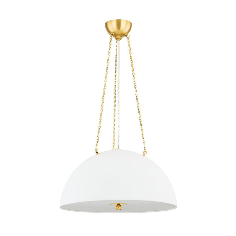 Chiswick 3-Light Pendant in Aged Brass / White Plaster