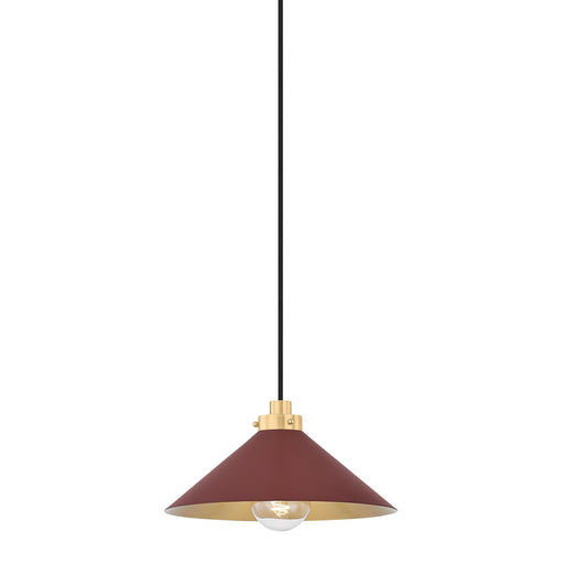 Clivedon Small Pendant in Aged Brass / Soft Crimson