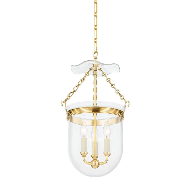 Rousham 3-Light Lantern Pendant in Aged Brass