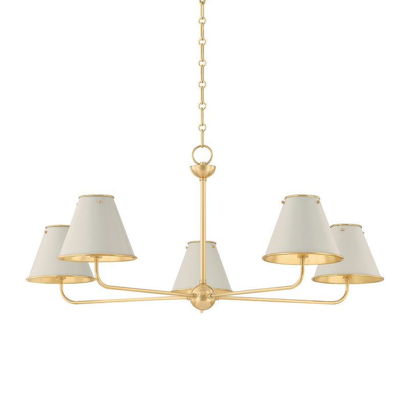 Burghley 5-Light Chandelier in Aged Brass / Off-white