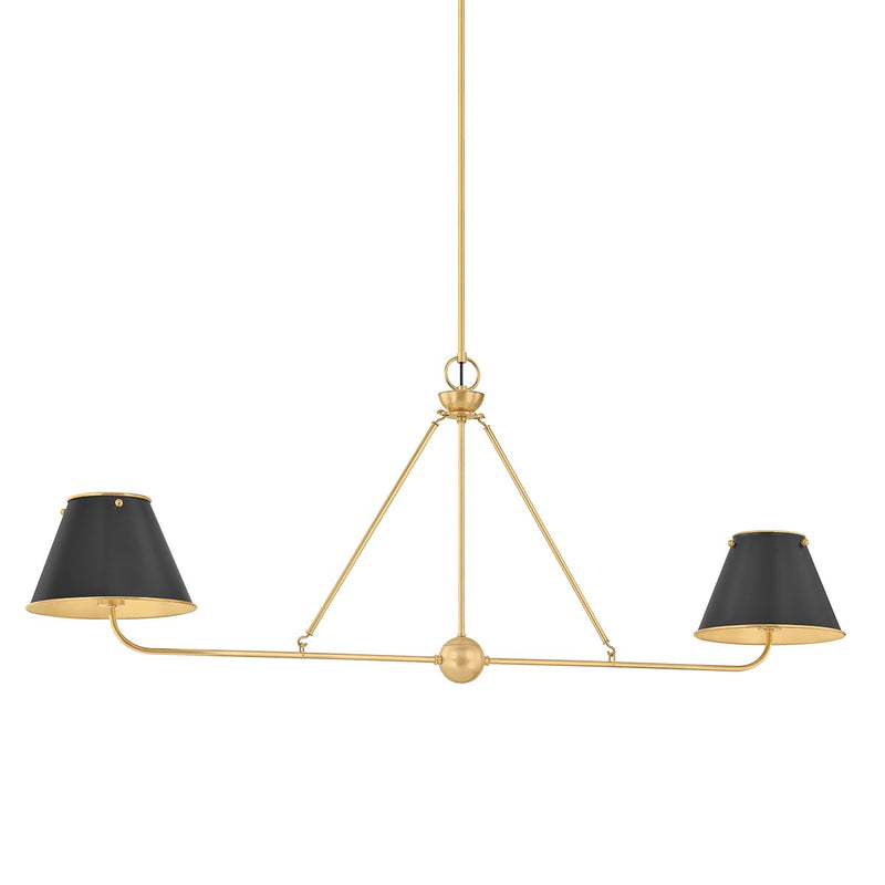 Burghley 2-Light Linear Pendant in Aged Brass / Distressed Bronze